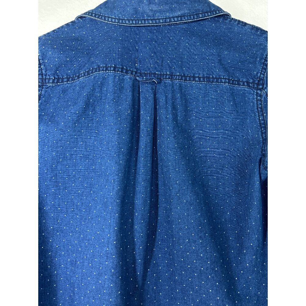 Madewell Navy Dotted Longsleeve Button Front Collared Shirt Size 2 - Picture 5 of 7